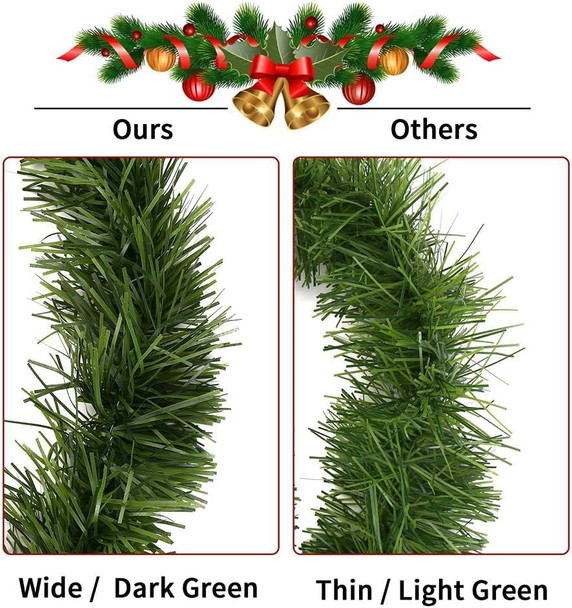 CXDY 50 Foot Non-Lit Green Holiday Soft Garland