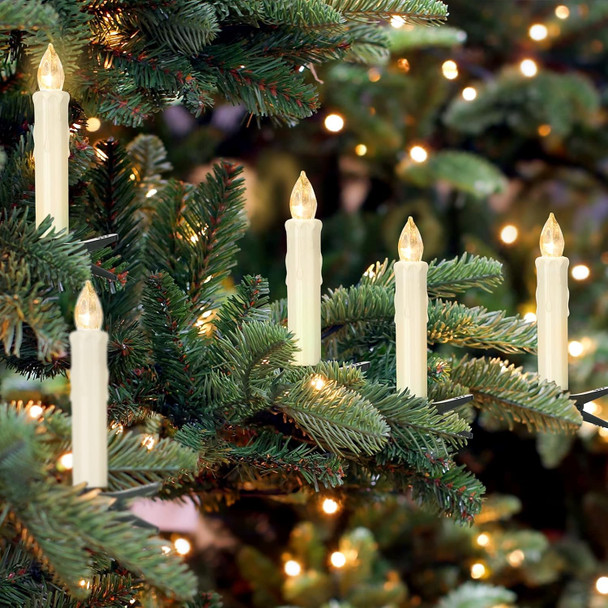 Flickering Flameless Window Candle LED Christmas Tree Candle Lights Warm White Battery Operated Electric Taper Candles with Remote Perfect for Home Garden Wedding Parties Decor (12 PCS,Ivory)
