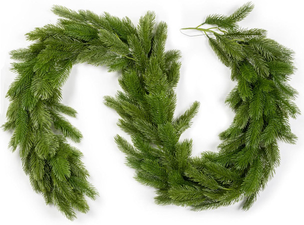 Christmas Rattan Garland, Norfolk Pine Garland Artificail Christmas Garland Branches Holiday Decorations Pine Garland for Doors Christmas Trees Indoor and Outdoor (Green)