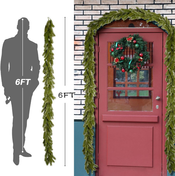 Christmas Rattan Garland, Norfolk Pine Garland Artificail Christmas Garland Branches Holiday Decorations Pine Garland for Doors Christmas Trees Indoor and Outdoor (Green)