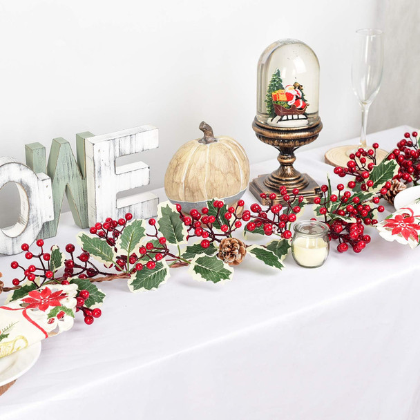 DearHouse 7FT Red Berry Christmas Garland with Pine Cone Garland Artificail Garland Indoor Outdoor Garden Gate Home Decoration for Winter Holiday Year Decor