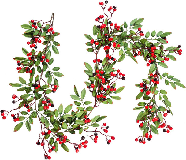 DearHouse 5.83 Ft Red Berry Christmas Garland, Artificial Berry Garland for Indoor Outdoor Hone Fireplace Decoration for Winter Christmas Holiday Year Decor