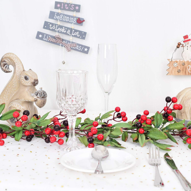 DearHouse 5.83 Ft Red Berry Christmas Garland, Artificial Berry Garland for Indoor Outdoor Hone Fireplace Decoration for Winter Christmas Holiday Year Decor