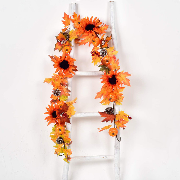 DearHouse Fall Maple Leaf Garland - 6ft/Piece Artificial Berries Sunflower Pine Cones Pumpkin Autumn Garland Decoration for Wedding Party Thanksgiving Dinner Fireplace Door Backdrop Decor