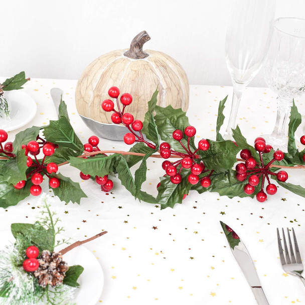 DearHouse 6FT Red Berry Christmas Garland, Flexible Artificial Berry Garland for Indoor Outdoor Home Fireplace Decoration for Winter Christmas Holiday Year Decor