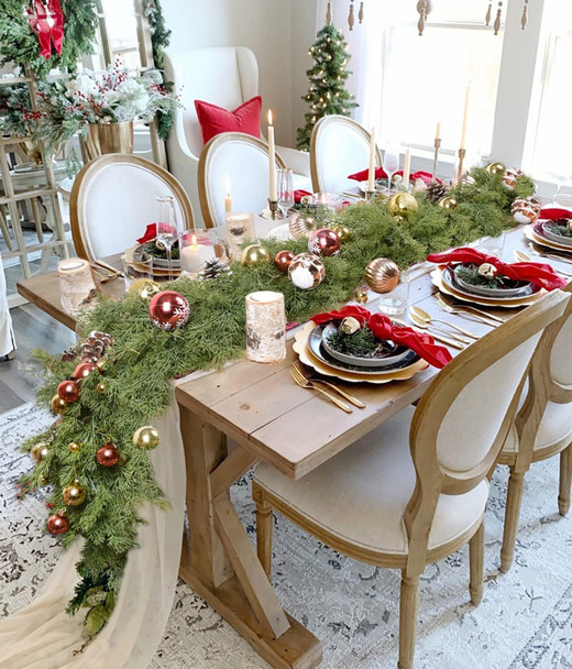 DearHouse 6.1Ft Pine Christmas Garland, 148 Leaves Winter Artificial Greenery Garland for Holiday Season Mantel Fireplace Table Runner Centerpiece Christmas Decoration