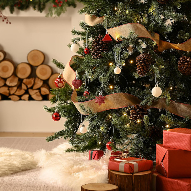 DecorbyHannah 45ct Christmas Ornaments Set, Shatterproof Mini Red White Christmas Ornaments for Tree Decorations, Small Decorative Pet Dog Theme Christmas Ball Ornaments for Home Party Decor