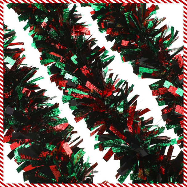 26.2 Feet Kwanzaa Garland Holiday Decoration Metallic Tinsel Twist Garland Black History Month Tinsel Artificial Garland for Kwanzaa Party Decorations, Red, Green and Black