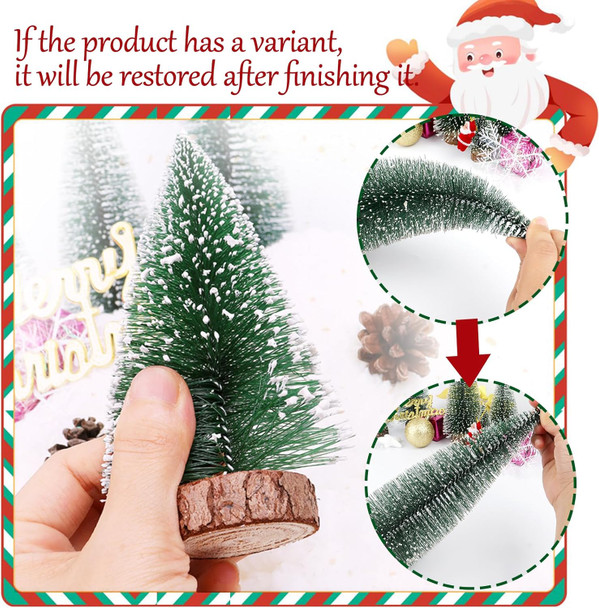 Small Christmas Tree Decorations Indoor, Bottle Brush Trees Christmas Centerpieces for Tables, Fake Pine Sisal Winter Decor with Wooden Base Box for Xmas Holiday Party Home Craft, 4Pcs