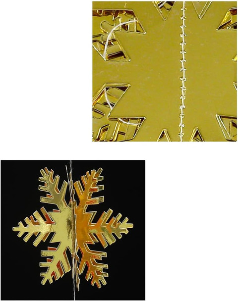 24 Pcs 3D Gold Hanging Snowflake Decorations Christmas Gold Hanging Snowflake Ornaments Glittery Snowflakes Garland Banner for Christmas Winter Wonderland Holiday Year Home Party Supplies (Gold)