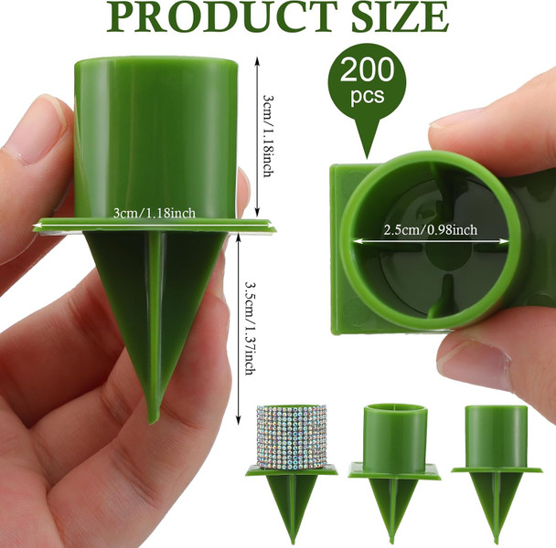 Eaasty 200 Pcs Christmas Green Taper Candle Holder Plastic Candle Holders Floral Candle Holder Candleholder for Weddings Celebrations Advent Wreaths Party Flower Arrangements Bridal Shower Banquets