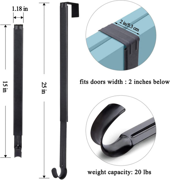 Christmas Wreath Hanger, Adjustable Wreath Hanger for Front Door 15"-25", 20lbs Metal Wreath Hanger Door Hanger Hook for Christmas Decorations