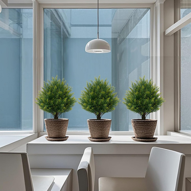 Artificial Topiary Ball Tree 19''T Artificial Little Bush Ball Tree UV Resistant Shrub Potted Artificial Plant for Outdoor Indoor Front Porch Garden