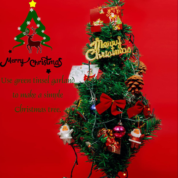 50 Feet Green Tinsel Garland,Artificial Christmas Pine Decorative Garland,Garland Decoration for Christmas Decor Holiday Wedding Decoration