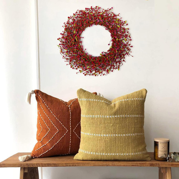 24 Inch Suger Red Berry Wreath for Winter and Christmas Home Decoration, Large Size Red Berries Wreath for Indoor and Outdoor Use, Winter Berry Wreath for Seasonal Decoration