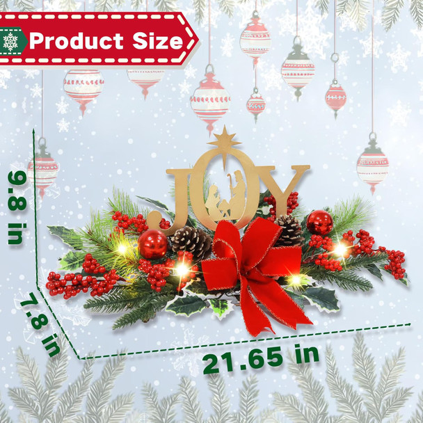 LED Lighted Joy Christmas Centerpiece Table Decorations,Nativity Scene Tabletop Decor for Home Party Year Winter Holiday Fireplace