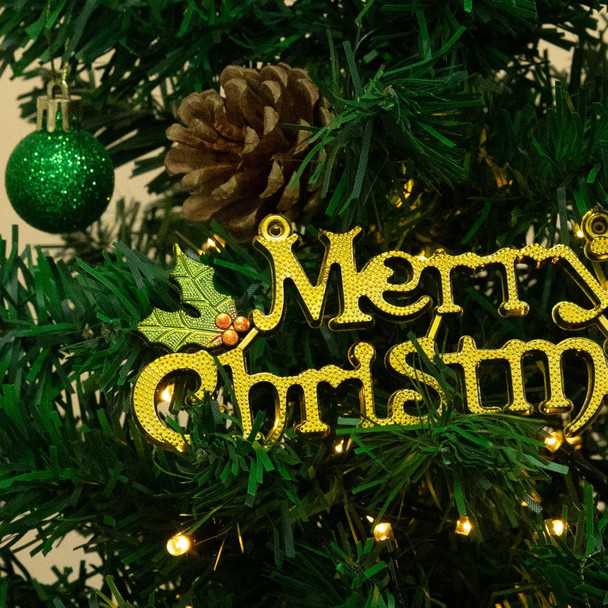 24Inch Small Christmas Tree with Lights, Tabletop Mini Christmas Tree Prelit for Office Table Decor, Small Xmas Tree with 50 Warm LED Lights (Gree)
