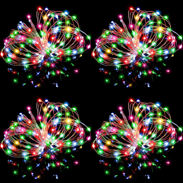 Enhon 4 Pack Christmas String Light Battery Operated, 17ft 50 LED Fairy Light with Timing, 8 Modes Twinkle Light Outdoor Indoor Christmas Decoration Xmas Tree Porch(Multicolor)