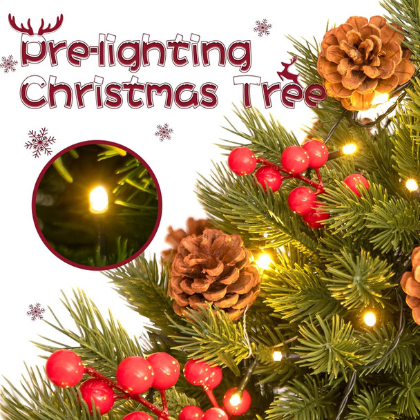 Mini Christmas Tree, Small Tabletop Artificial Xmas Tree 2 FT with 50 LED Lights & 8 Lighting Modes, Battery-Operated Christmas Decor Ornaments & Cement Base (1)