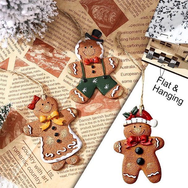 Gingerbread Christmas Decorations 3pcs Resin Hanging Xmas Ornaments Christmas Tree Decorations for Winter, Year Party Supplies, Wedding Home Kitchen Decor 3.5 Inch Tall