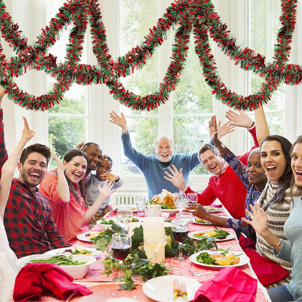 72 Feet Christmas Tinsel Garland - Decorations Metallic Thick Tensile Garlands for Christmas Tree, Christmas Ornaments (Multicolor)