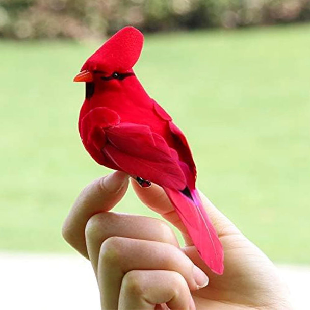 2pcs Red Bird Decor Artificial Red Cardinal Birds Christmas Cardinal Birds Red Bird Ornaments for Christmas Tree Artificial Birds Clip Birds for Yard Patio Wreath Designs