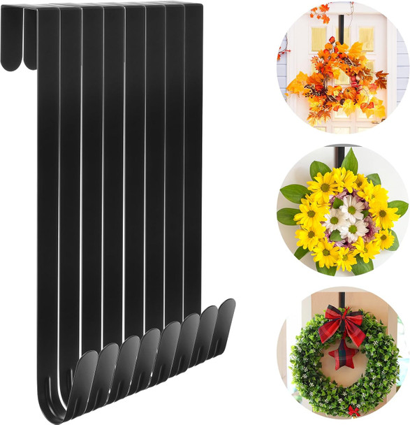 Ferraycle 8 Pieces 15 Inch Wreath Hanger for Front Door Decoration Long Metal Christmas Wreath Decoration Hook Over The Door Single Hook Door Hook for Hanging Clothes Towels Coats