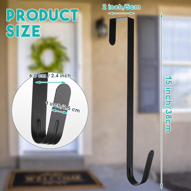 Ferraycle 8 Pieces 15 Inch Wreath Hanger for Front Door Decoration Long Metal Christmas Wreath Decoration Hook Over The Door Single Hook Door Hook for Hanging Clothes Towels Coats