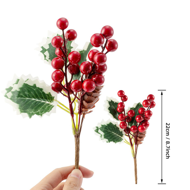 20 Pack Christmas Red Berry Picks Stems 10 Styles 5-11Inch Pine Picks and Sprayss for Christmas Tree Wreath ing Props Winter Holiday