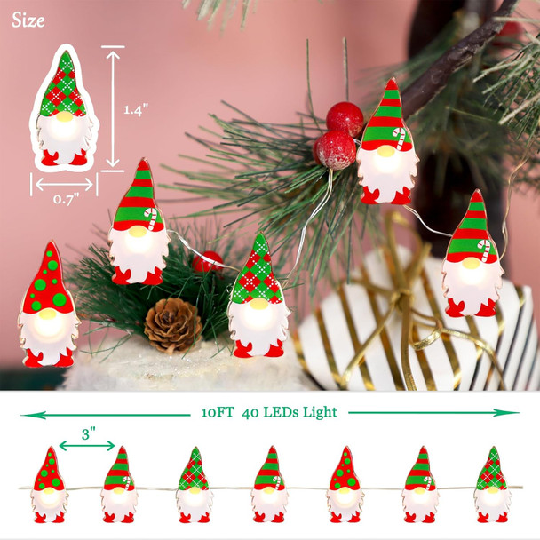 Christmas Decorations Gnomes String Lights Battery Operated with Remote USB Plug-in Powered Indoor Fairy Warm White Light Xmas Theme for Holiday Home Party Birthday Table Tray Christmas Tree