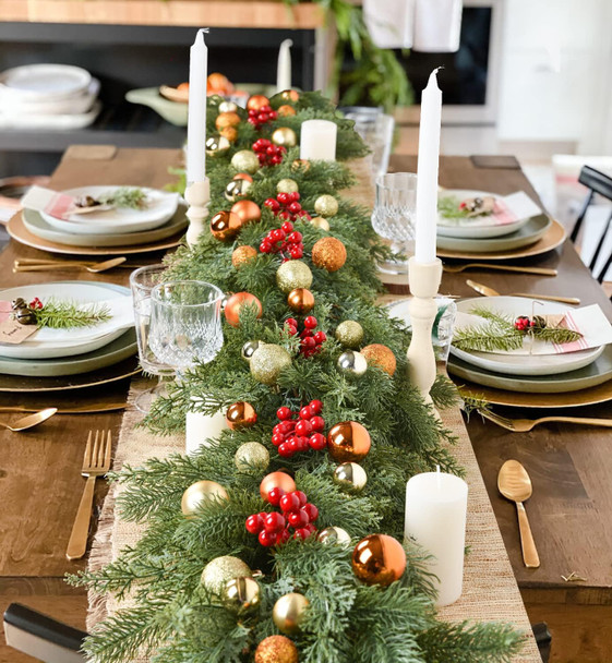 6Ft Artificial Pine Christmas Garland, Winter Greenery Garland for Holiday Season Fireplace Mantel Table Runner Centerpiece Decor