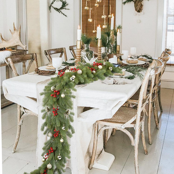 Pine Garland Christmas Decoration, 6ft Christmas Greenery Garland Artificial Spruce Garland Pine Needles for Holiday Mantel Fireplace Table Centerpiece Decor