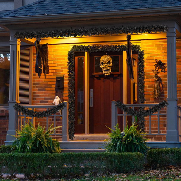 4 Pack Halloween Black Fall Maple Garland Decorations 5.8 Feet Maple Leaf Garland with Hooks Artificial Hanging Foliage Vine Garland for Autumn Halloween Thanksgiving Home Decorations