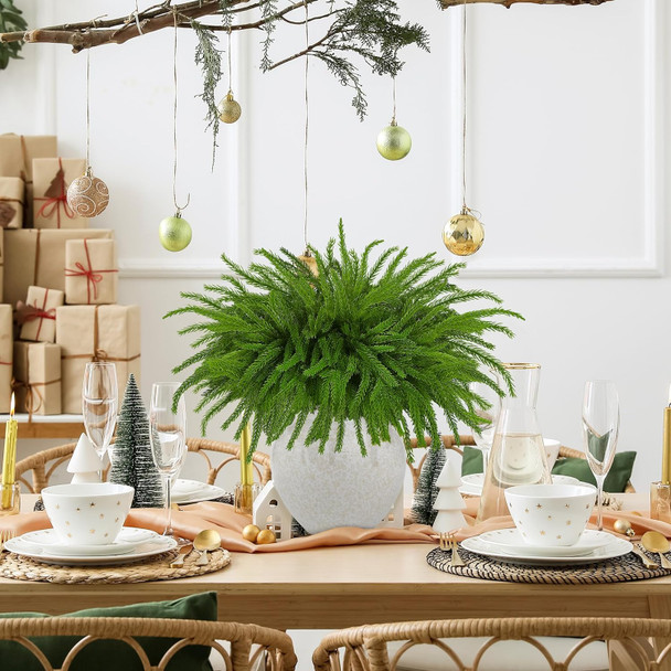 6 Pieces Christmas Norfolk Pine Branch 18 Inch Norfolk Pine Stems Artificial Norfolk Christmas Greenery Plants DIY Crafts Faux Pine Branches for Xmas Home Decor Garland Wreath Craft