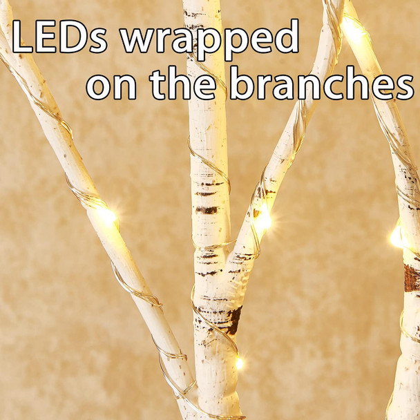 Fudios Birch Branch Lights with Timer for vase 100 LED Lighted Willow Twig 32IN Tall Battery Operated Home Party Indoor Outdoor use