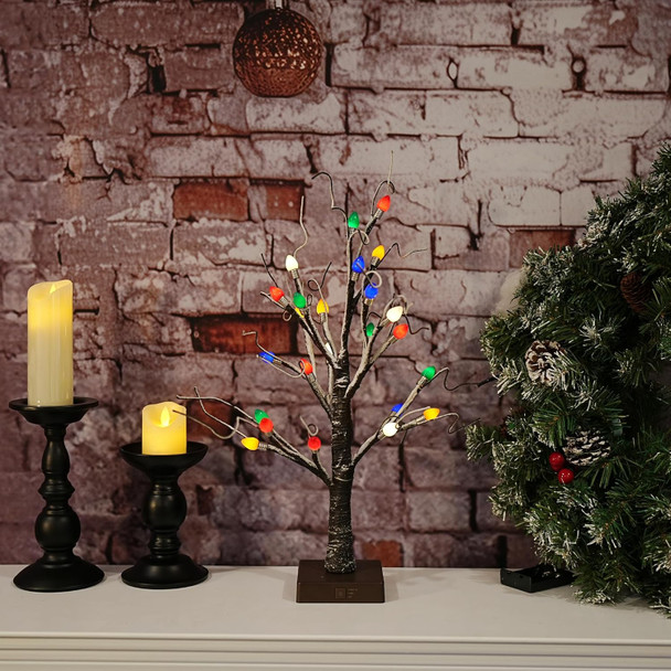 FUNPENY Christmas Birch Tree with C3 Lights, 2 Pack 18 Inch 24LED Tabletop Tree Battery Operated Light Jewelry Holder Indoor Christmas Decoration for Valentine's Day Home Party Wedding