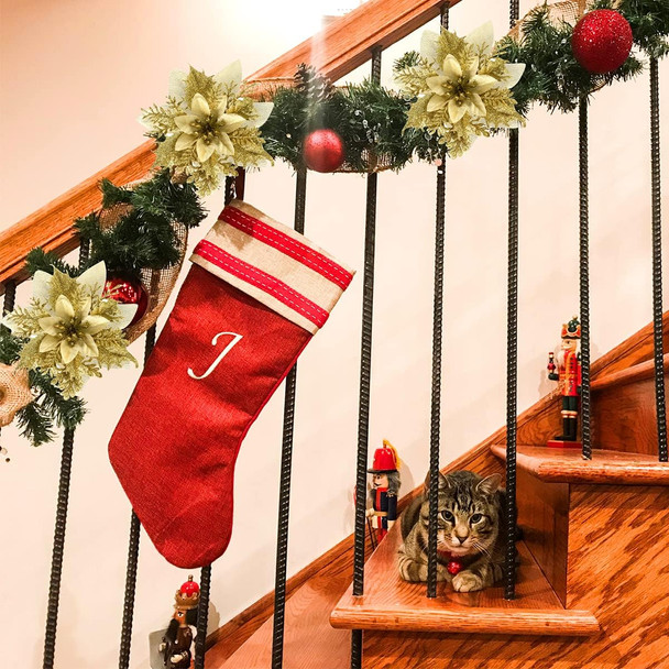 Christmas Poinsettia Artificial Flowers Decorations 5.5" Christmas Tree Wreaths Garland Decoration 12 Pcs Glitter Flowers Picks Decor for Xmas Year Wedding Party Ornaments (White)