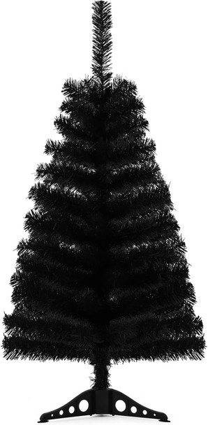 3ft Black Artificial Christmas Tree,Tabletop Christmas Pine Tree with PVC Stand Base for Christmas Halloween Home Office Holiday Decoration