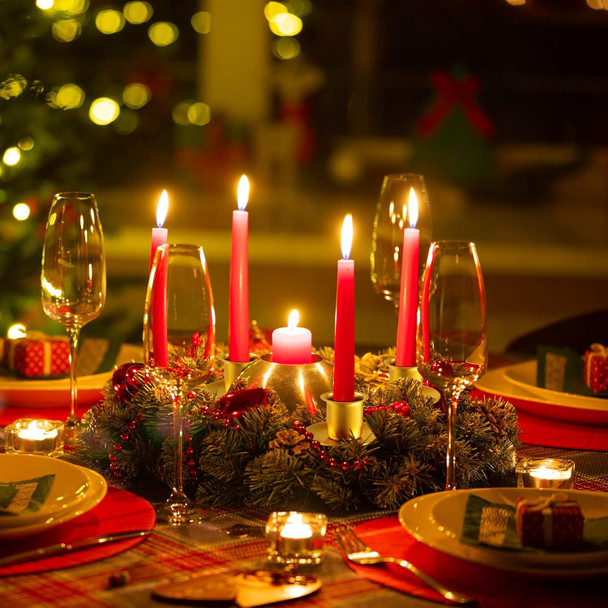 6 Pieces Christmas Advent Wreath Ring Advent Ring Candle Holder Gold Candle Wreaths Rings Xmas Metal Wrought Iron Candlestick Taper Metal Candle Holder for Christmas Advent Home Table Decorations