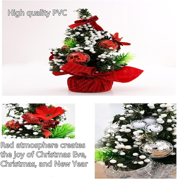 Mini Christmas Trees,3pcs Tabletop Christmas Tree 8.66"Small Xmas Tree Decorations Dining Room Ornaments Tiny little Artificial Christmas Tree fo Kitchen, Office, Room,Table Cafe, Bar (Linen)