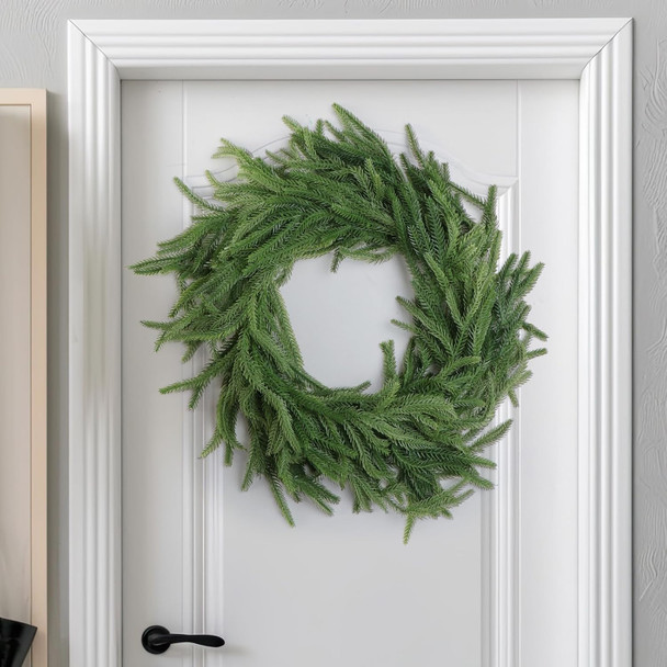 2 Pcs Christmas Norfolk Pine Garlands, Real Touch Pine Garland, Artificial Greenery Garland for Christmas Table Wall Fireplace Mantle Outdoor Decoration