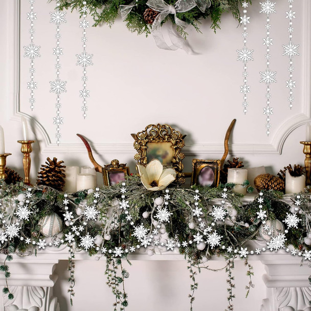 Christmas Snowflake Tree Garland Acrylic Snowflakes Hanging Garland Crystal Snow Flakes Ornaments for Tree Christmas Winter Theme Ornaments for Mantel Curtains Tree, 9.8 Ft/Each(Clear, 2 Pcs) Christmas Snowflake Tree Garland Acrylic Snowflakes Hanging Garland Crystal Snow Flakes Ornaments for Tree Christmas Winter Theme Ornaments for Mantel Curtains Tree, 9.8 Ft/Each(Clear, 2 Pcs)
