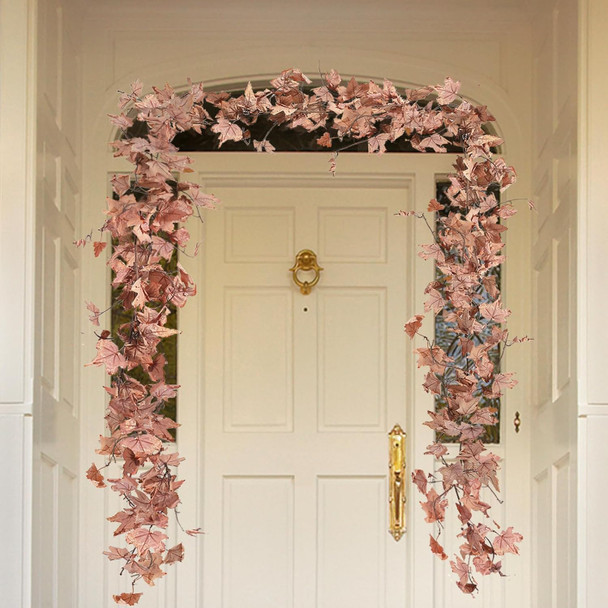 Pink Fall Garland, Fall Garland Maple Leaf, 6FT/PCS for Thanksgiving Christmas Home Outdoor Wedding Decoration (1Pcs) -C