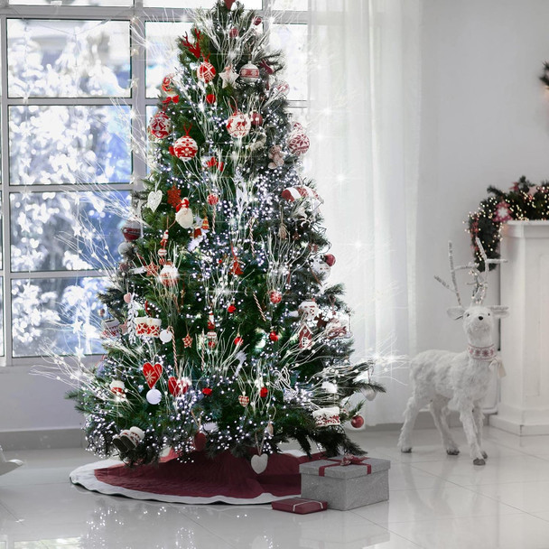 Giegxin 24 Pcs Christmas Artificial Glitter Berry Stem Ornaments 17 Inches Fake Christmas Picks Branches Decorative Glitter Sticks for Vase Christmas Tree DIY Wreath Crafts Fireplace(White)