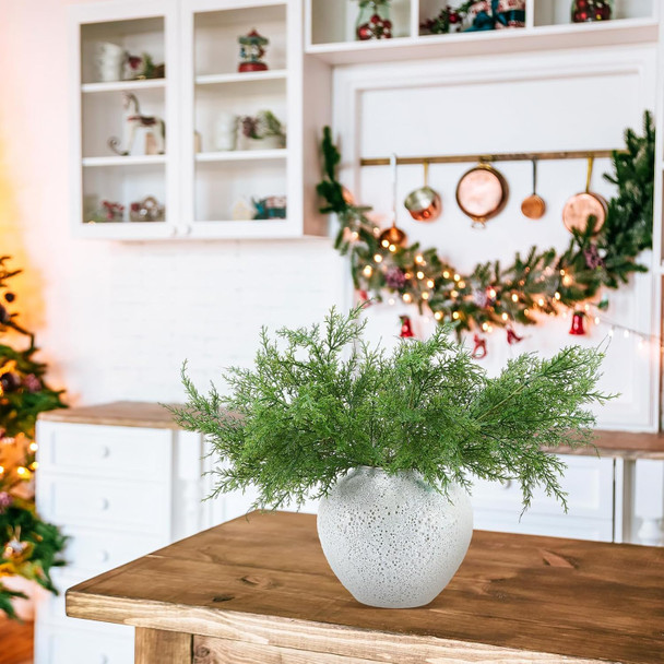 Giegxin 12 Pcs Christmas Norfolk Pine Branches Real Touch Artificial Cedar Stems 18.5 inch Faux Pine Branches Fake Pine Pick Christmas Greenery Stems Decoration for Xmas DIY Garland Wreath Home Decor