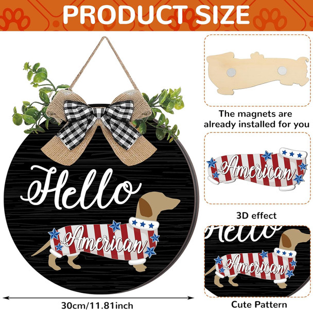 16 Pcs Interchangeable Dog Wooden Door Hanger Ornaments Rustic Dachshund Seasonal Home Sign Replaceable Hanging Vertical Welcome Sign Front Door Porch Decor for Wall Outdoor Xmas Fall Decor (Black)
