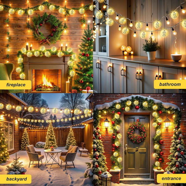 Christmas LED Lights Decoration, Transparent String Ball Lights for Xmas Tree Home Outdoor Decor (10 Ft, 20 LED, Style 5)
