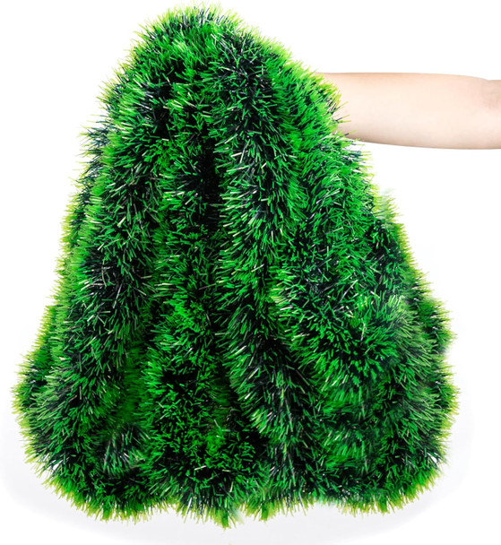 33FT Christmas Tinsel Garland Green Metallic Tinsel Twist Garland Artificial Greenery Pine Hanging Garland for Xmas Tree Decoration Wedding Party Supplies (Green)