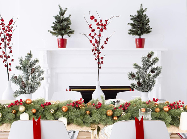 6Ft Christmas Pine Garland, Christmas Greenery Garland Realistic Spruce Garland Artificial Pine Leaves for Holiday Mantel Fireplace Table Centerpiece Decor