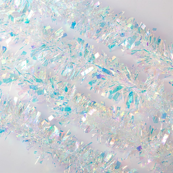 26.2 Feet Tinsel Garland, High-Shine and Fluffy, for Birthday, Weddings, Halloween, Christmas, Party Decorations, Indoor Outdoor Party Supplies, White